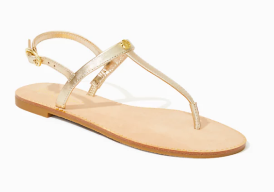 RITA T STRAP SANDAL | PLAIN GOLD METALLIC