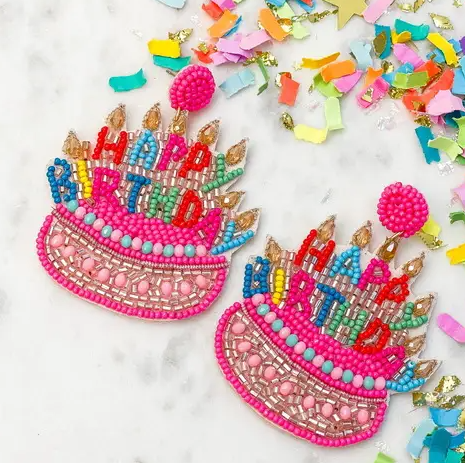Birthday Cake Beaded Earrings