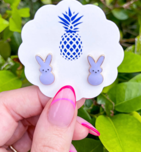 Purple Bunny Enamel Earrings