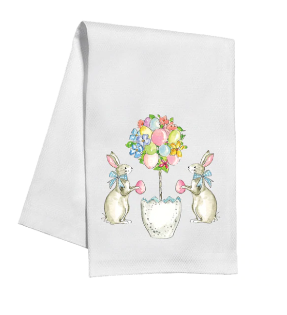 Easter Kitchen Towel | Bunny & Topiary
