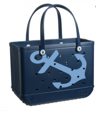 Bogg Bag Large - Navy Anchor Print