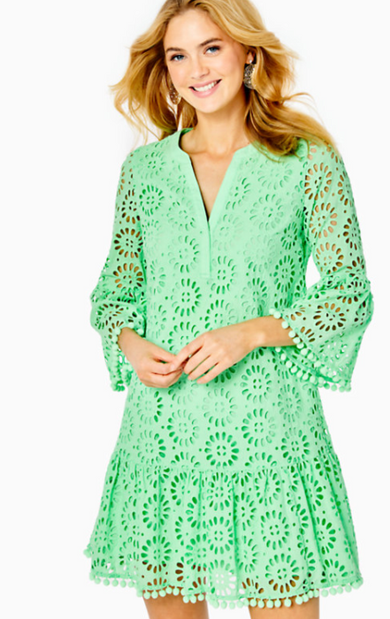 BEKAH EYELET DRESS | PATINA GREEN