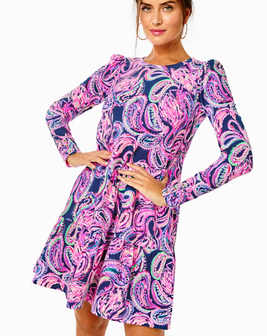 Arlette Dress | High Tide Navy Flock to the Top