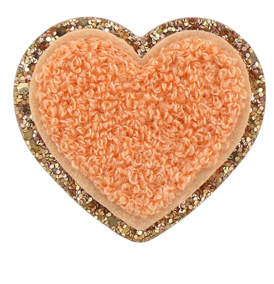 Peach Glitter Heart Patch