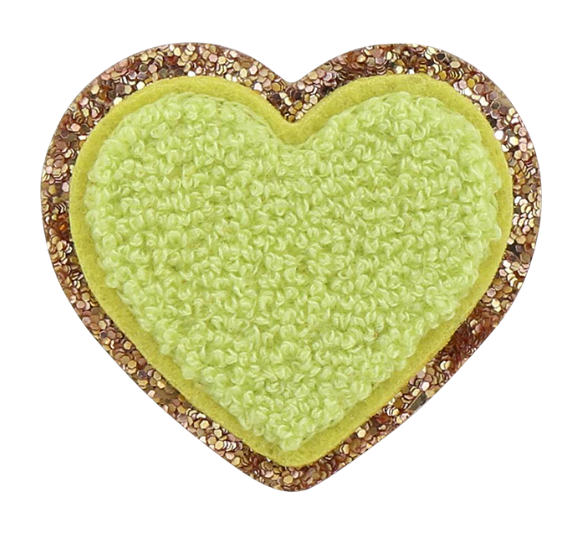 Lime Glitter Heart Patch