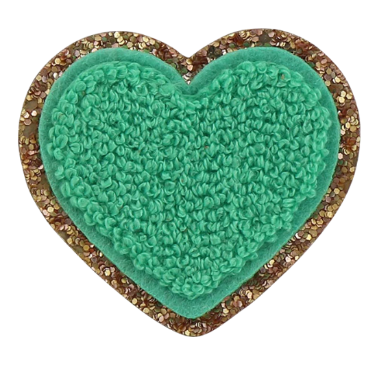 Avocado Glitter Heart Patch