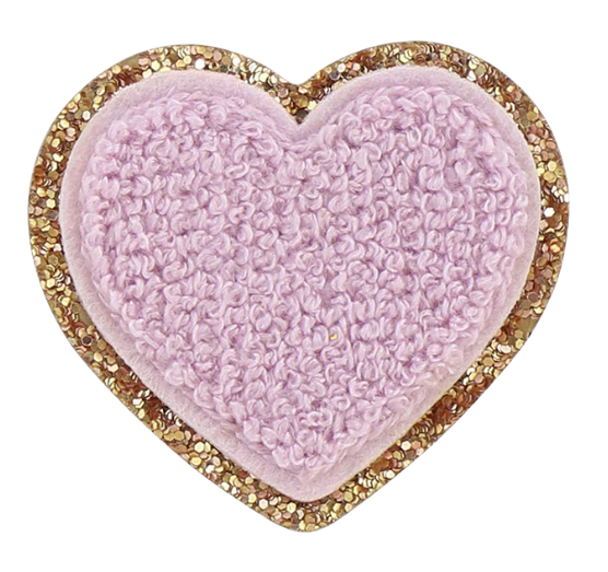 Lilac Glitter Heart Patch