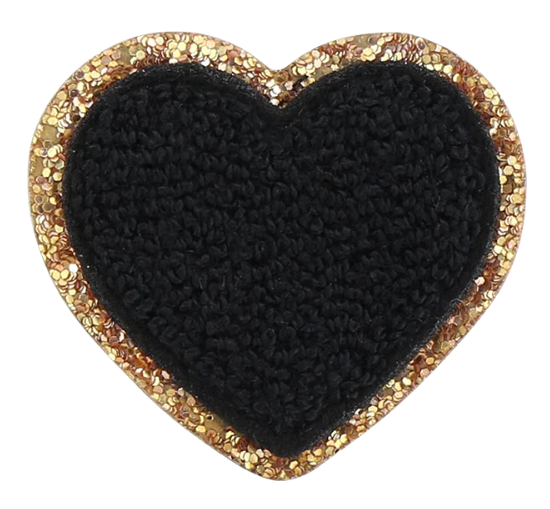 Noir Glitter Heart Patch