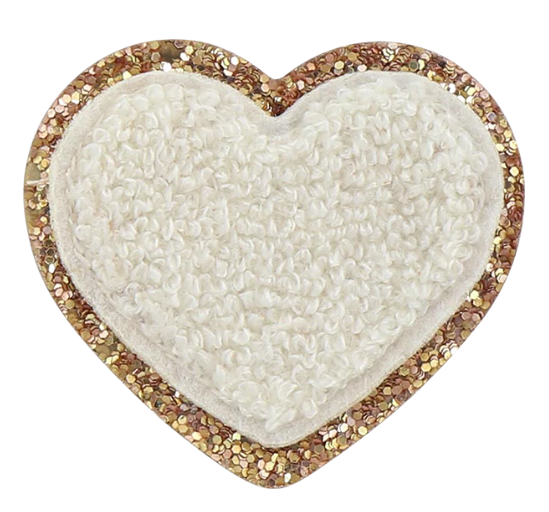 Blanc Glitter Heart Patch