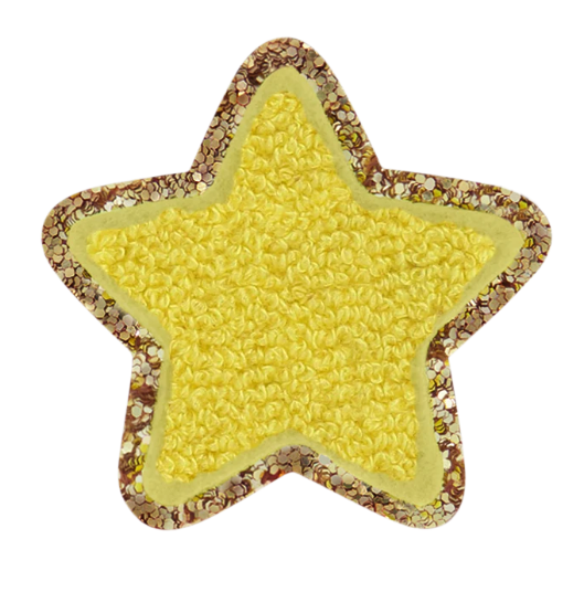 Lemon Glitter Varsity Star Patch