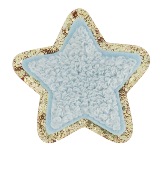 Sky Glitter Varsity Star Patch