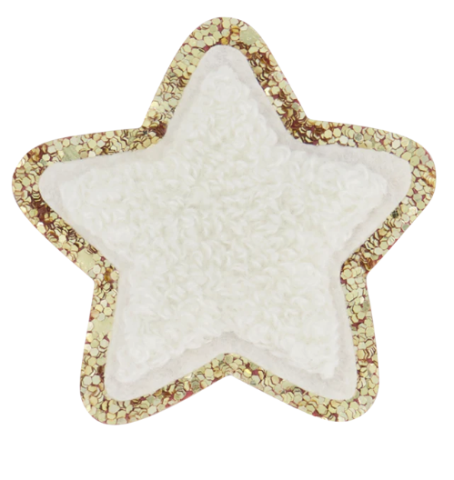 Blanc Glitter Varsity Star Patch