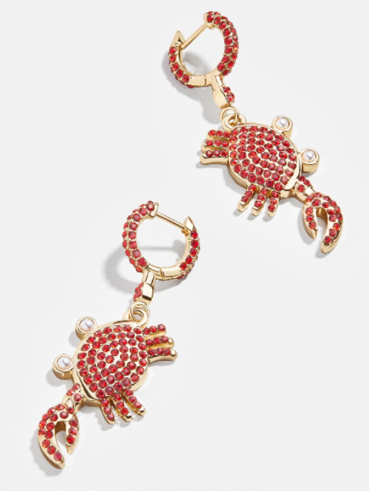 Red Dangle Crab Earrings