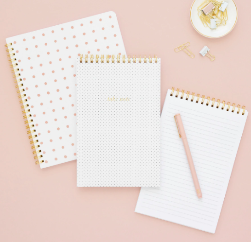 Top Spiral Notebook | Rose Linen Stripe