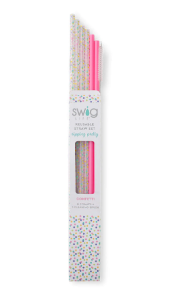 Reusable Straw Set | Confetti & Pink