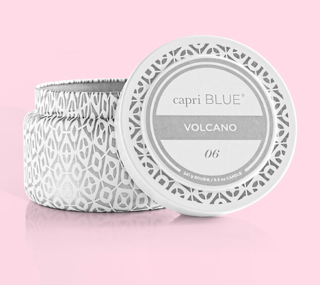 8.5oz Capri Blue Volcano | White Printed Travel Tin