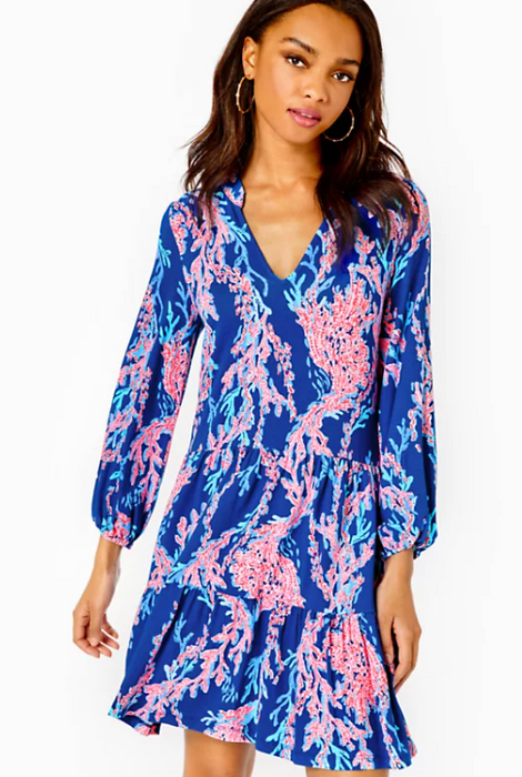 Traci Long Sleeve Dress | Borealis Blue Swim on Over