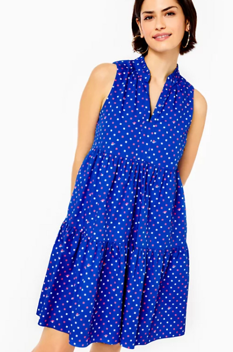 Novella Cotton Dress | Borealis Blue Lilly Squared