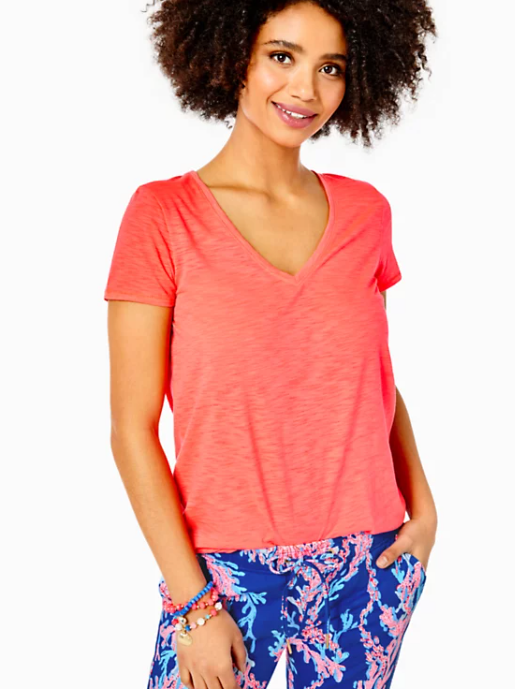 Etta V Neck - Spicy Coral
