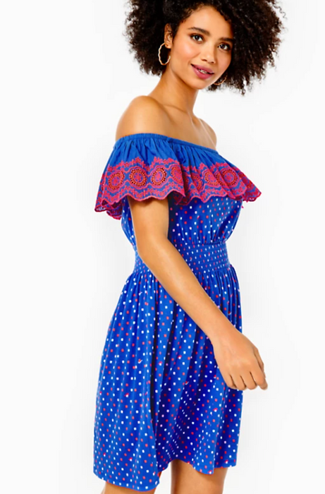Kamala Off the Shoulder Dress | Borealis Blue Lilly Squared