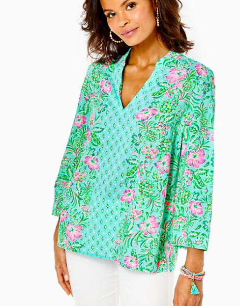 Luna Bay Tunic - Surf Blue Oh Diamond Girl Engineered