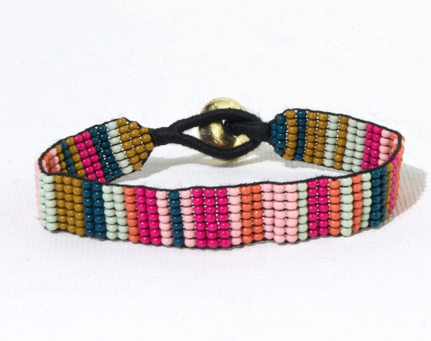 Thin Luxe Bracelet | Pink Citron Peacock Stripe