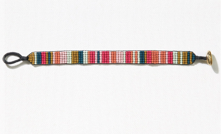 Thin Luxe Bracelet | Pink Citron Peacock Stripe