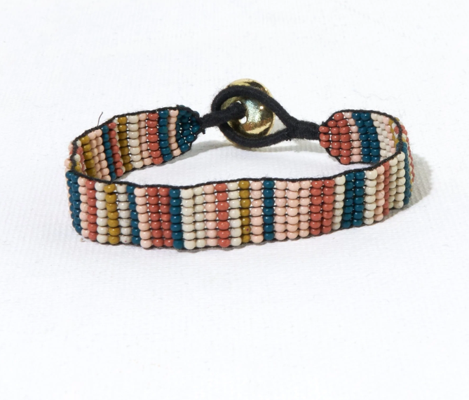 Thin Luxe Bracelet | Blush Rust Peacock Stripe