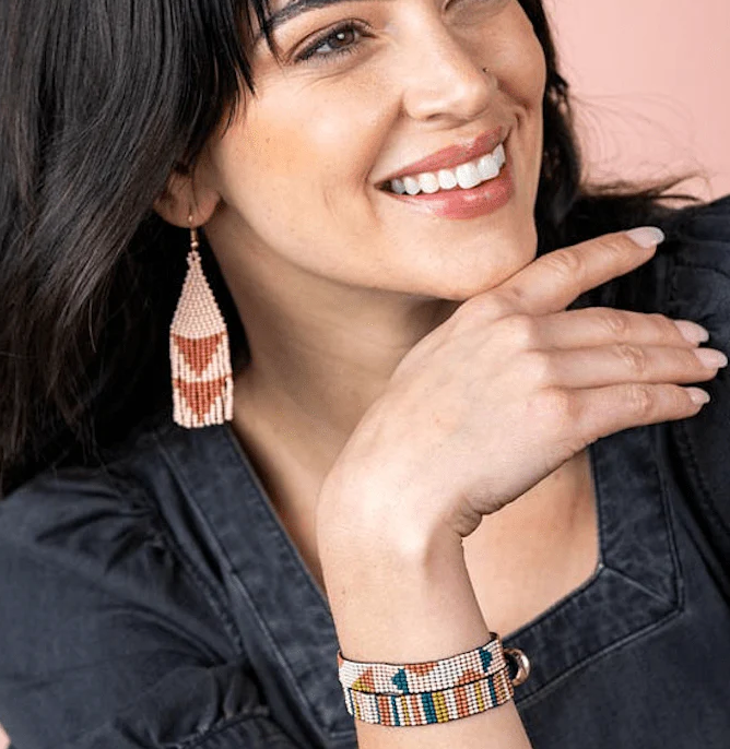 Thin Luxe Bracelet | Blush Rust Peacock Stripe