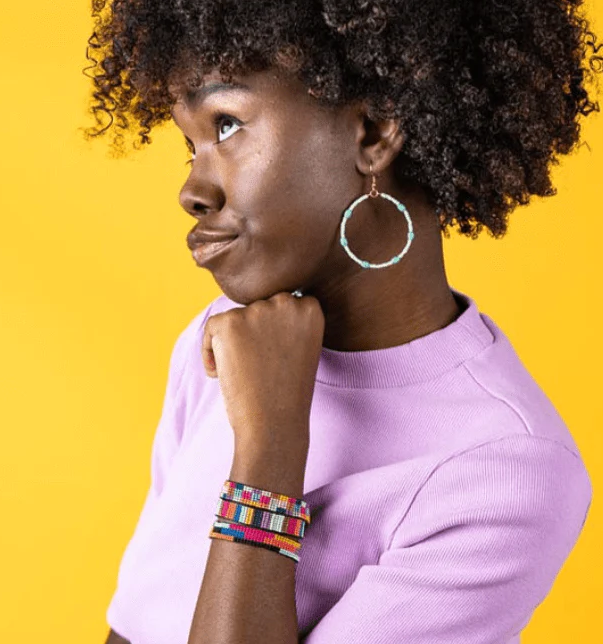 Thin Luxe Bracelet | Multi Color Horizontal Stripe