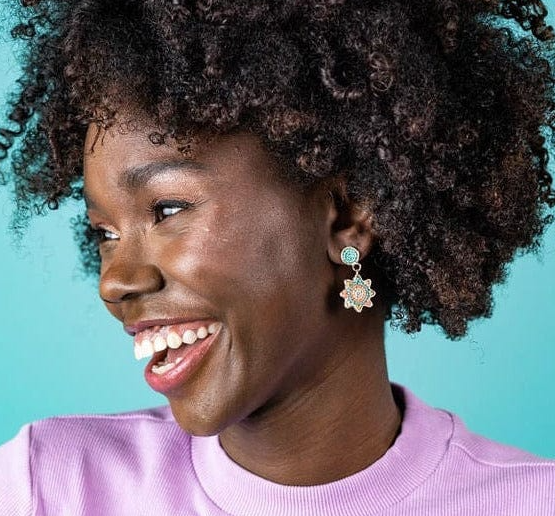 Beaded Dot and Flower Earrings | Coral Mint