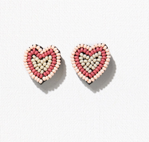 Beaded Heart Earrings | Blush Terra Cotta