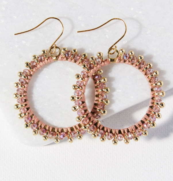 Circle Drop Earrings | Blush Brass
