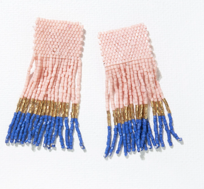 Square Fringe Earrings | Blush Lapis
