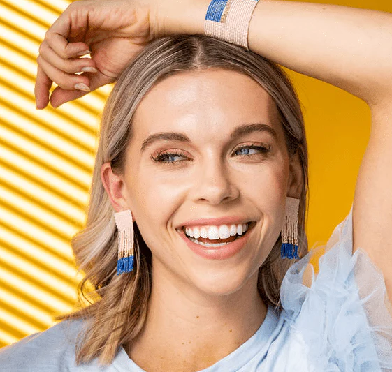 Square Fringe Earrings | Blush Lapis