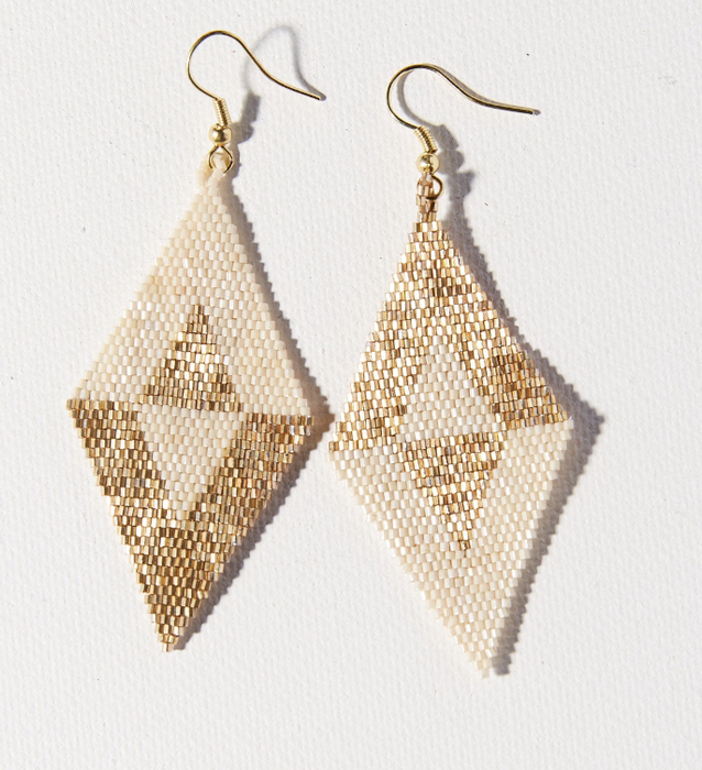 3.5" Diamond Earring - Gold and Ivory