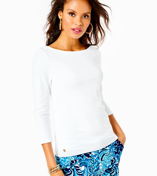 Halee 3/4 Sleeve Top | Resort White