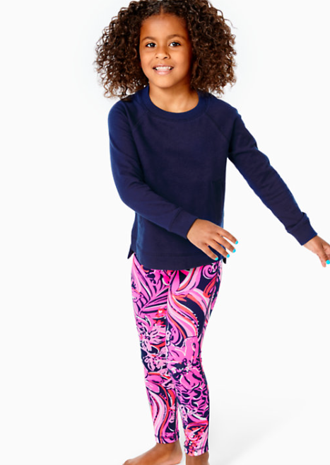 Mini Weekender Legging | Low Tide Navy Flirty Fins And Feathers