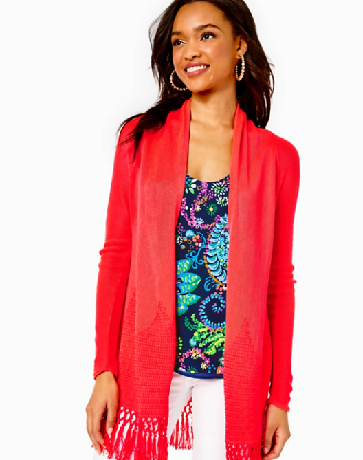 Tatum Cardigan | Spicy Coral