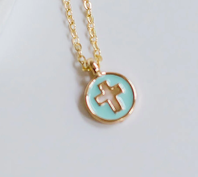 Bianca Enamel Cross Necklace | Mint