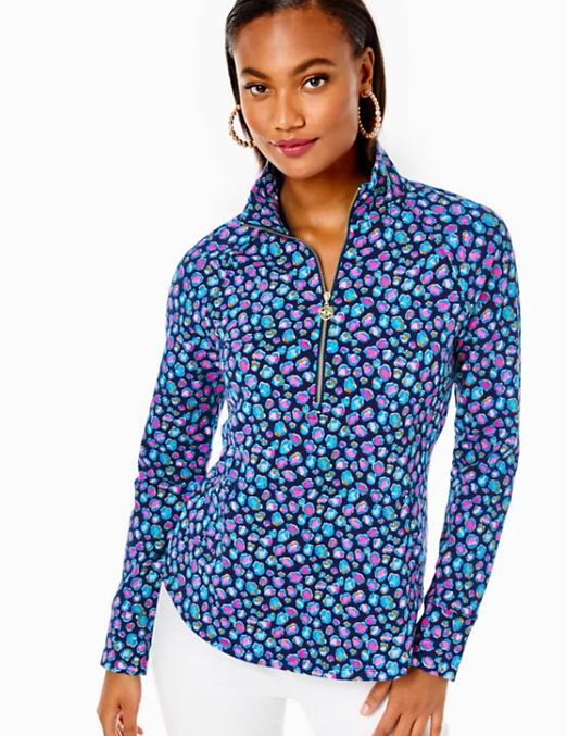UPF 50+ Skipper Popover | Seabreeze Blue Navy Spotted