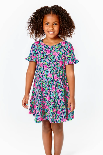 Mini Jodee Dress | Navy Garden Variety