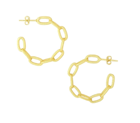 Textured Paperclip Chin Link Hoop Earrings