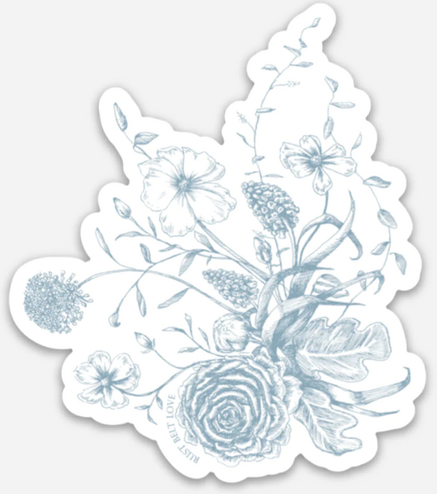 Dusty Blue Floral Sticker