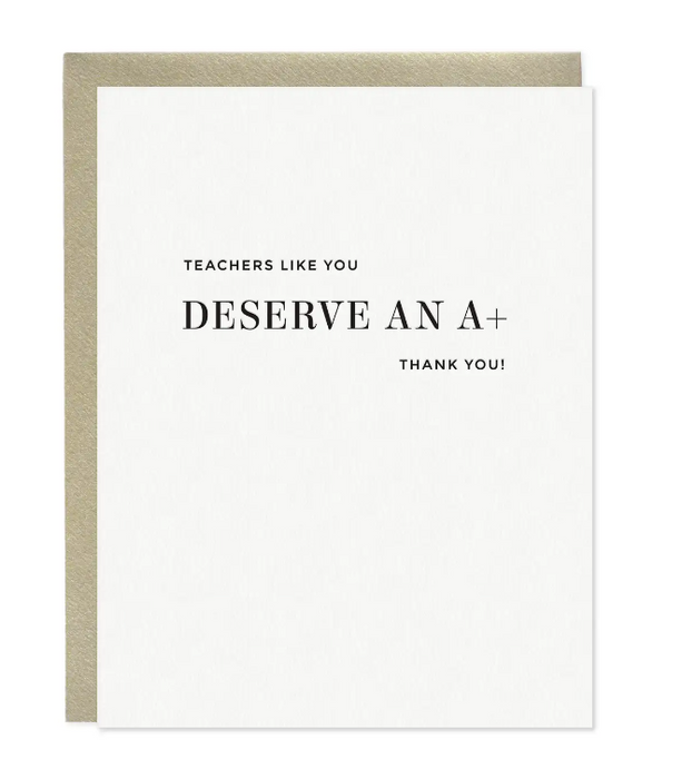 A+ Teacher Thank You Card