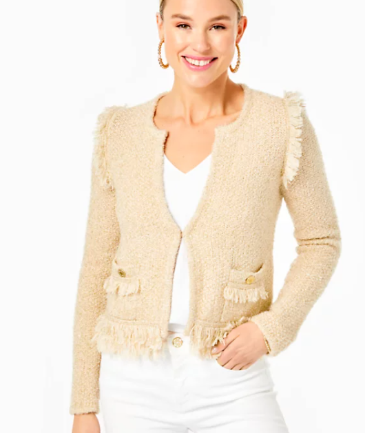 Simona Sweater | Gold Metallic Tweed