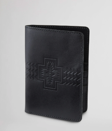Leather Embossed Passport Holder | Black