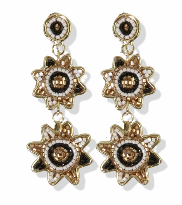 2.5" Dangle Flower Earring | Black Gold (CBER0810GO)