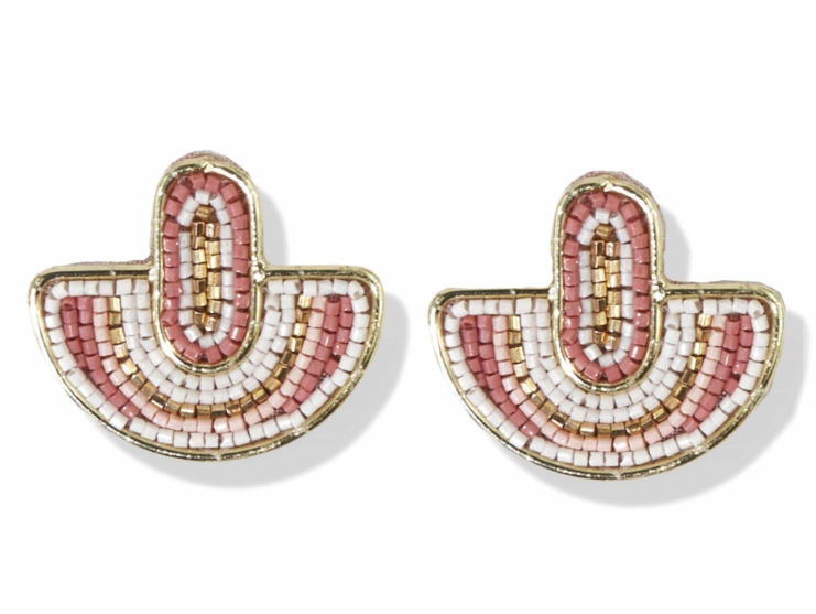 1" Oval Half Circle Earrings | Blush (CBER3000BH)