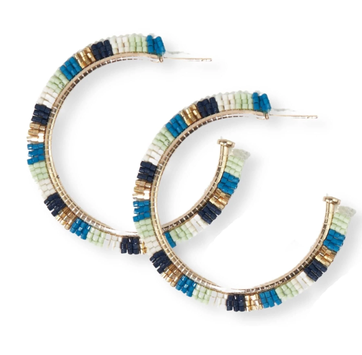 Beaded Hoop Earring | Teal (CBER1100TE)